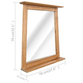 vidaXL Lustro łazienkowe, lite drewno sosnowe, 70x12x79 cm