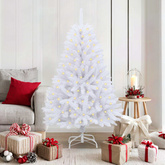 Sztuczna choinka z 150 diodami LED Biały 150 cm PVC i Metal