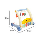 Mata edukacyjna chodzik pchacz z pianinkiem 2w1 Bibi-inn niebieska