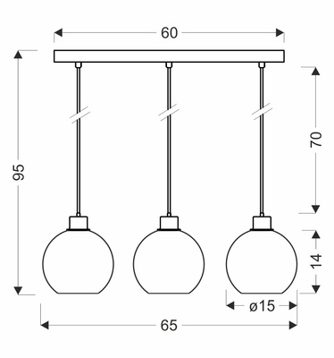 Lampa wisząca Valor potrójna z kloszami szklana czarno-złota do salonu