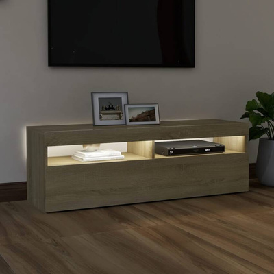 Szafka pod TV z oświetleniem LED, dąb sonoma, 120x35x40 cm vidaXL