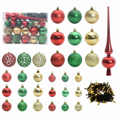 Zestaw Bombek Choinkowych 61 pcs Wielokolorowe