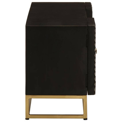 vidaXL Szafka pod TV, czarna, 110x30x40 cm, lite drewno mango i żelazo