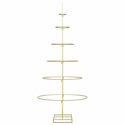 Metalowa choinka świąteczna z podstawą złoty 148 cm