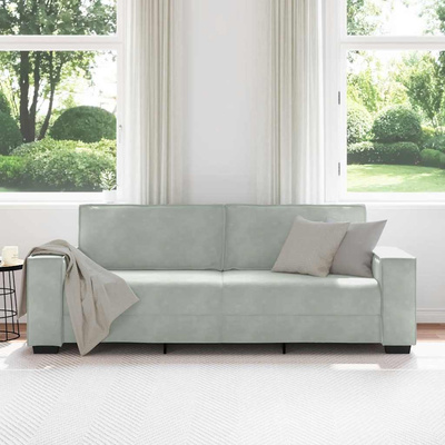 Sofa 3-osobowa, jasnoszara, 220x78x84 cm, tapicerowana aksamitem