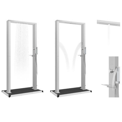 Prysznic ogrodowy z podstawą, WPC i stal nierdzewna