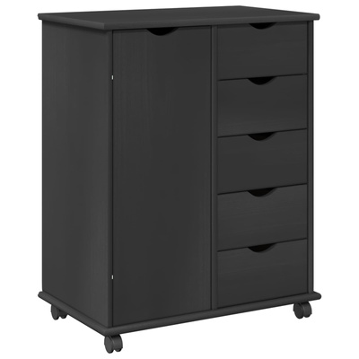 Rolkowa szafka 63,5 x 39 x 79 cm Lite drewno sosnowe Szary