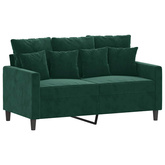 Sofa 2-osobowa, ciemnozielona, 120 cm, tapicerowana aksamitem