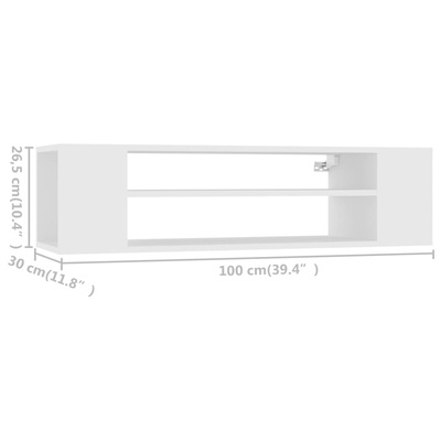 Wisząca szafka TV, biała 100x30x26,5 cm materiał drewnopochodny