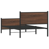 Metalowa rama łóżka, bez materaca, brązowy dąb, 107x203 cm
