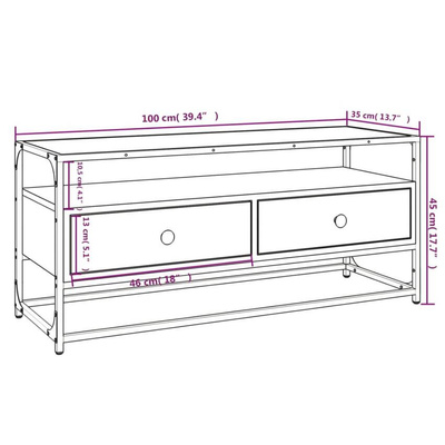 Szafka pod TV, szary dąb sonoma, 100x35x45 cm vidaXL