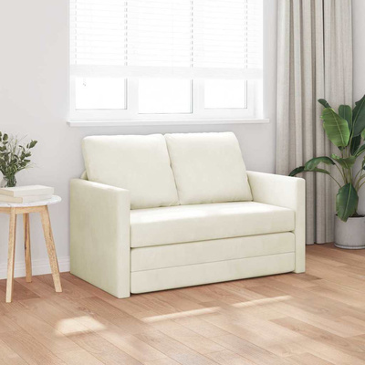 Sofa Bed Kremowy 204 x 122 x 60 cm Aksamit