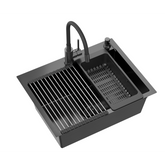 Zlewozmywak stalowy LUKE 110 WORKSTATION – jednokomorowy, wpuszczany, stal black metal/elementy black metal + AKCESORIA, Quadron model standard