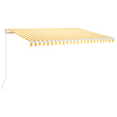 Ręcznie zwijana markiza z LED, 450x350 cm, żółto-biała