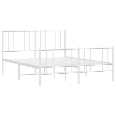 Metalowa rama łóżka z wezgłowiem i zanóżkiem, biała, 140x190 cm vidaXL