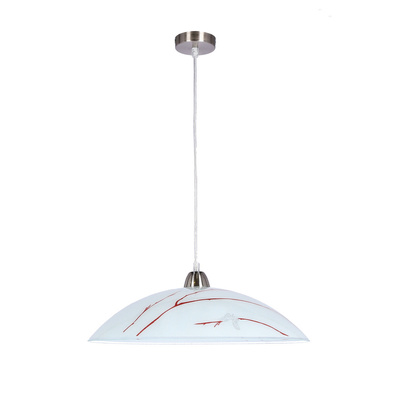 Lampa wisząca Braga biała z szerokim szklanym kloszem nad stół E27