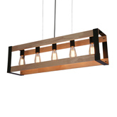 Lampa wisząca czarna metalowa + drewno 5x40W E27 Varna 35-79282
