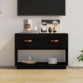vidaXL Szafka pod TV, czarna, 90x40x60 cm, lite drewno sosnowe