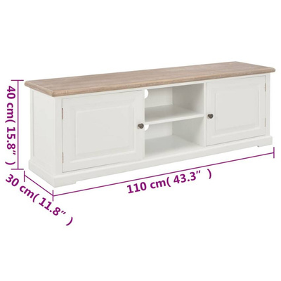 vidaXL Szafka pod TV, biała, 110x30x40 cm, materiał drewnopochodny