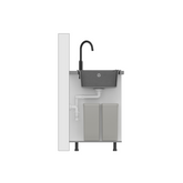Zlewozmywak granitowy EVAN 121 – dwukomorowy, wpuszczany, pearl beige/elementy stalowe, Quadron