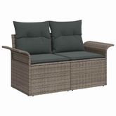 Sofa Ogrodowa z poduszką Szary 141 x 62 x 69cm polirattan