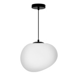 Lampa wisząca STONES 30 cm w stylu Japandi - z białym akrylowym kloszem inspirowanym kamieniem - minimalistyczne oświetlenie sufitowe do salonu E27