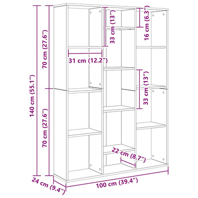 Przegroda/regał, biały, 100x24x140 cm, materiał drewnopochodny