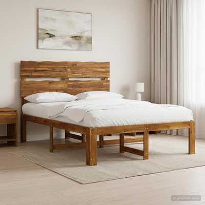 Podwójna rama łóżka z wezgłowiem ROSTOCK naturalny 140 x 190 cm