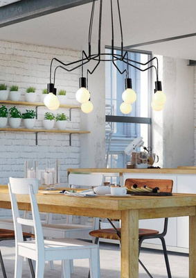 Lampa wisząca Basso 8-punktowa czarna matowa nad stół do jadalni