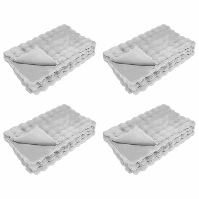 Koc antypoślizgowy z sztucznego futra królika Olite 4 pcs Szary