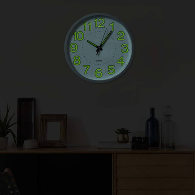 vidaXL Fluorescencyjny zegar ścienny, biały, 30 cm