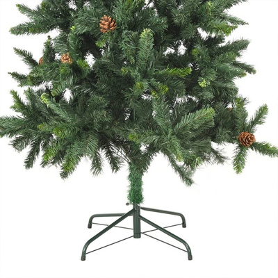vidaXL Sztuczna choinka z lampkami i bombkami, zielona, 210 cm