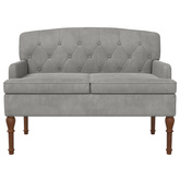 Sofa dwuosobowa z guzikowym pikowaniem jasnoszary Welur