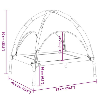 vidaXL Legowisko dla psa, z baldachimem, antracytowe, tkanina i stal