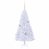 Sztuczna choinka z 150 diodami LED Biały 120 cm PVC i stal