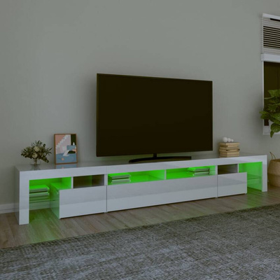 vidaXL Szafka pod TV z oświetleniem LED, biała, 260x36,5x40 cm