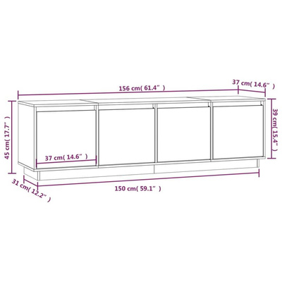 vidaXL Szafka pod TV, miodowy brąz, 156x37x45 cm, lite drewno sosnowe