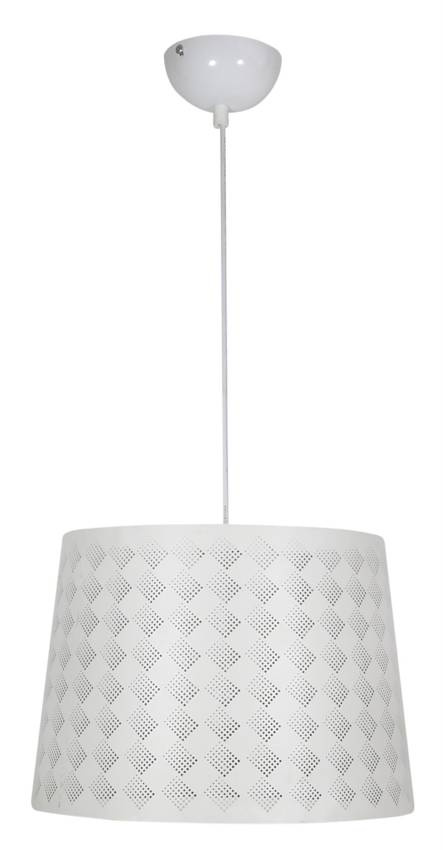 Lampa wisząca z abażurem Orlando biała pojedyncza nowoczesna E27