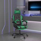 vidaXL Obrotowy fotel gamingowy z podnóżkiem, czarno-zielony