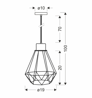 Lampa wisząca czarna + złoty druciany klosz Primo 31-06189