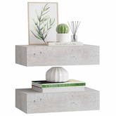 vidaXL Półki ścienne z szufladą, 2 szt., szare, 40x23,5x10 cm, MDF