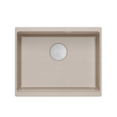 Zlewozmywak granitowy LOGAN 100 – jednokomorowy, podwieszany, pearl beige/elementy stalowe, Quadron