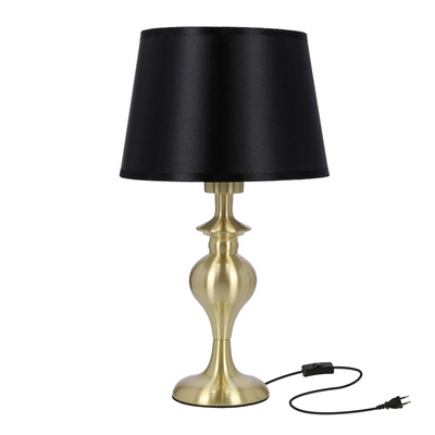 Lampka nocna Prima gold z abażurem czarnym metalowa glamour