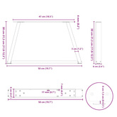 Nogi do stolika kawowego w kształcie litery V 2 szt. Antracyt 50x(30-31,3) cm Stal