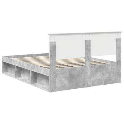 Ramka łóżka Betonowy 140 x 190 cm Lite drewno sosnowe