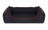 Legowisko dla psa Sofa Valencia Standard w kolorze czarnym z czerwonym wykończeniem Rozmiar: XL - 120 x 90 cm - do samodzielnego złożenia