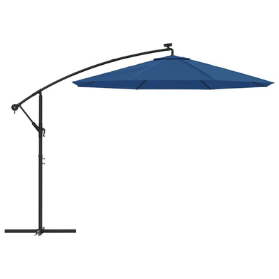 vidaXL Parasol wiszący z LED i stalowym słupkiem, 300 cm, lazurowy