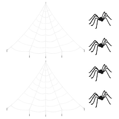 Dekoracja pająka halloweenowego z sieciami 4 pcs Czarny i biały