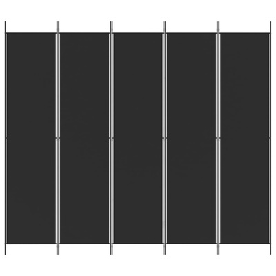 Parawan 5-panelowy, czarny, 250x220 cm, tkanina
