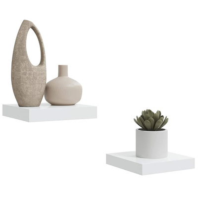 vidaXL Półki ścienne 2 szt., białe, wysoki połysk, 23x23,5x3,8 cm, MDF
